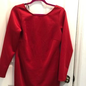 Red Body Con Long Sleeve Dress